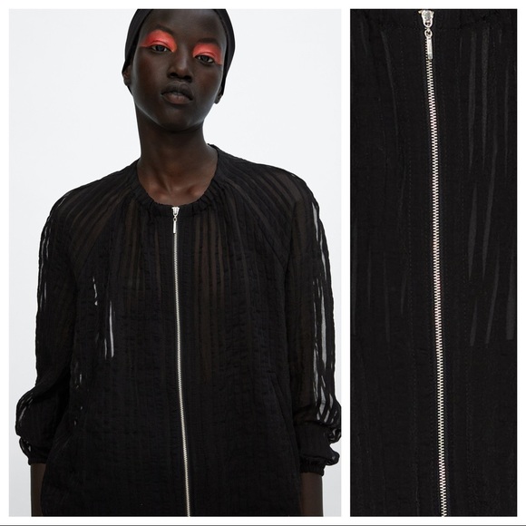zara sheer bomber jacket